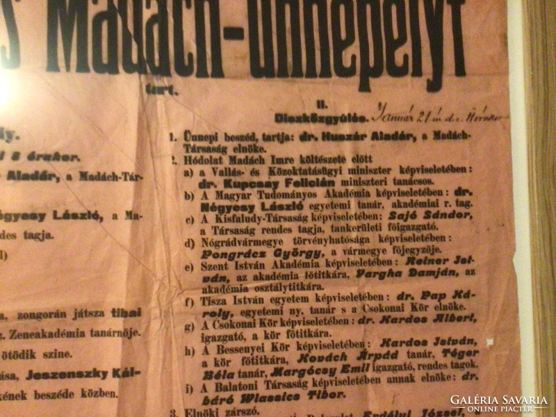 200th anniversary of Madách. / Nógrád County Madách society poster 1923.