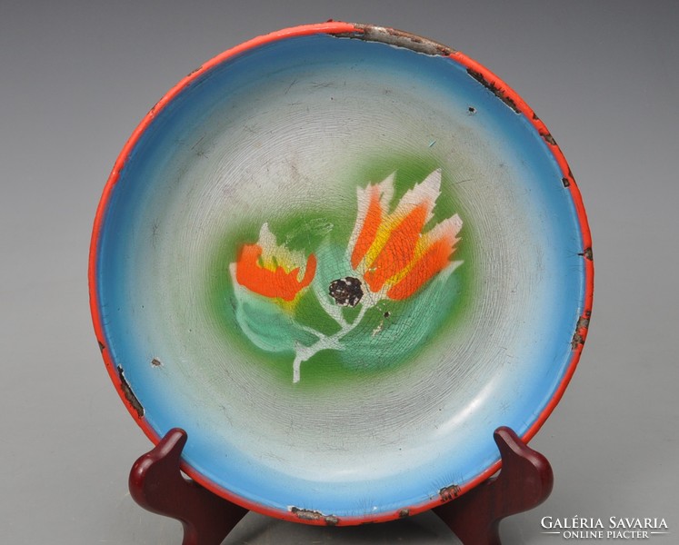 Beautiful rare collector's ears of enamel plate and tray. 23Cm.