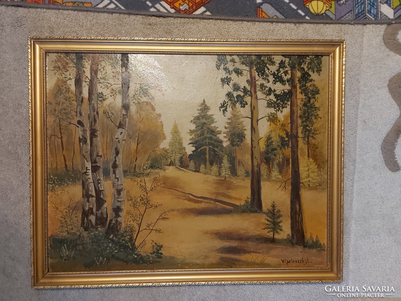 Vizslovszky L. festmény, Miskolc, 78x60+keret, olaj, farost/karton