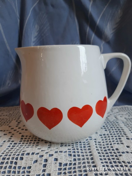 Kispest granite factory with retro spout / small jug with heart decoration