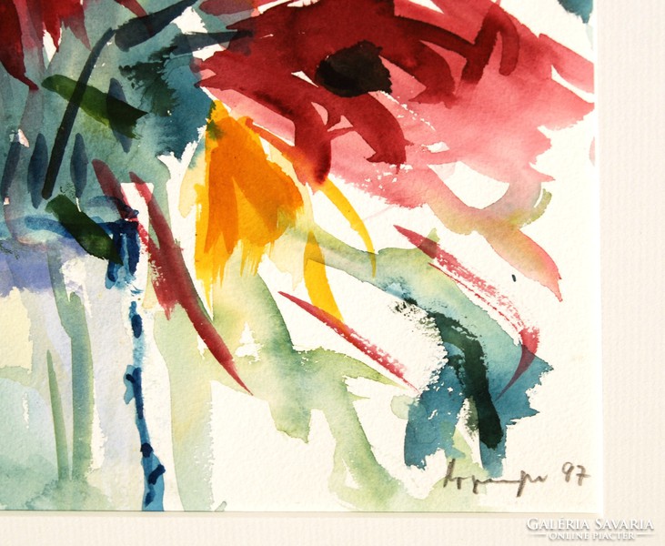 Expresszív virágcsendélet, 1997 - akvarell, keretezve