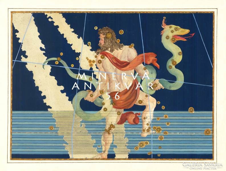 Ophiuchus kígyótartó csillagkép csillagászat görög mitológia REPRINT J.Bayer Uranometria 1625