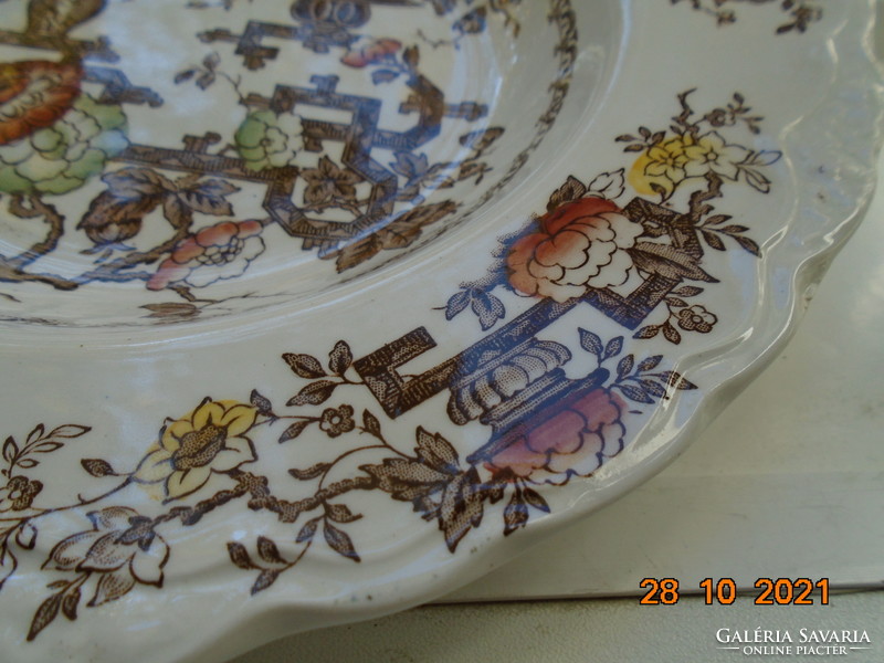 Crown ducal English porcelain plate with Chinese vase and flower designs, embossed fruit designs