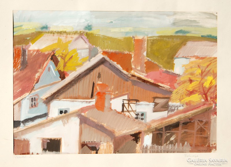 István Pálinkó: end of the village, 1992 - framed painting