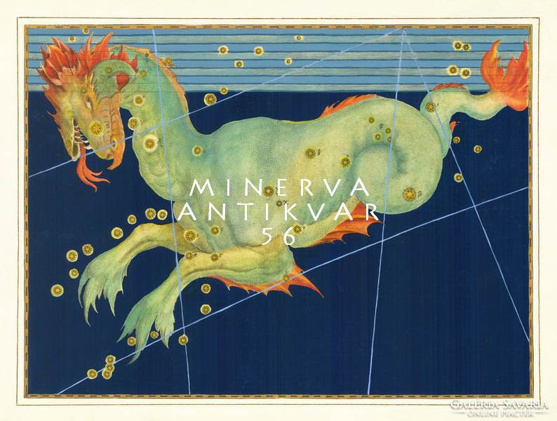 Cetus tengeri szörny csillagkép égbolt térkép görög mitológia REPRINT J.Bayer Uranometria 1625