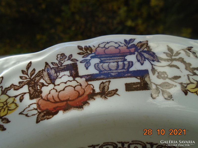 Antik CROWN DUCAL angol porcelán tányér kínaizáló  FORMOSA mintával, dombor gyümölcs mintákkal,