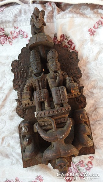 Antique Mythical Oriental Wood Carving 18th Century