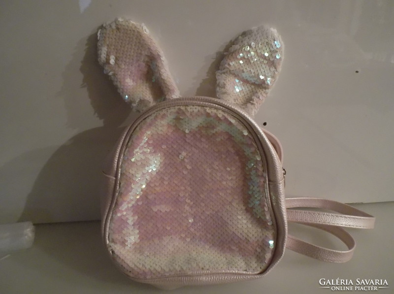 Backpack - new - bunny shape - sequined - charming - 20 x 18 x 5 cm