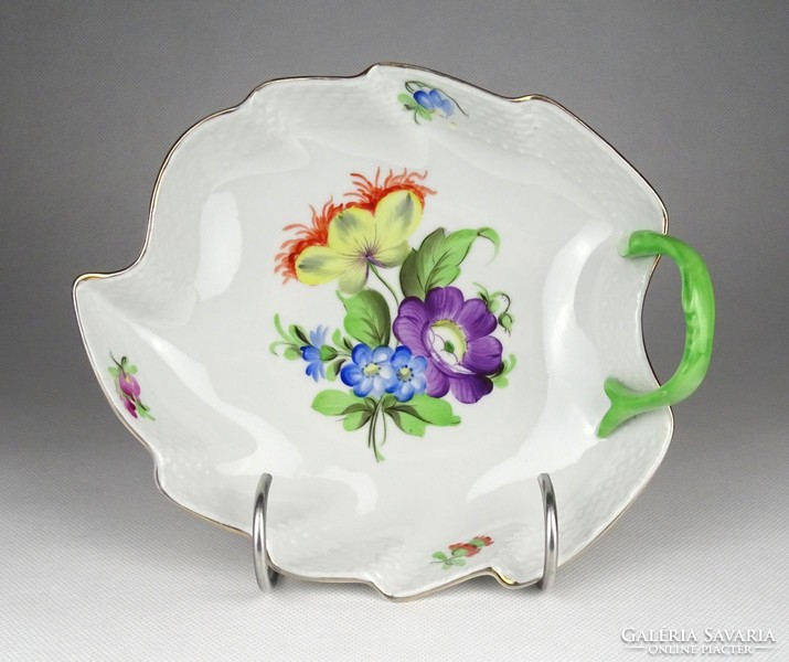 1G392 old leaf shaped Herend porcelain centerpiece serving bowl 19.5 Cm