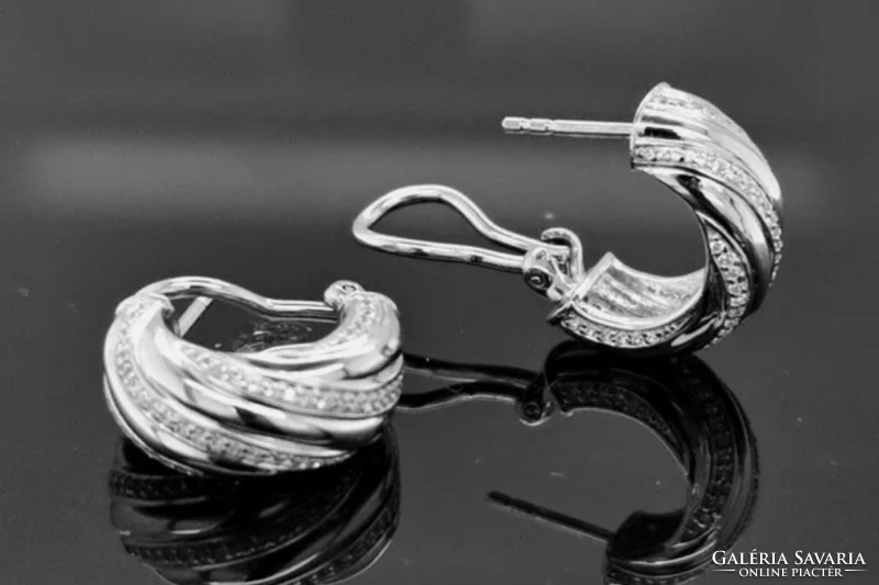 Mutató, robosztus  cirkón drágaköves  sterling ezüst füli 925/ - új