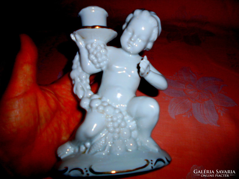 Angel figurine candlestick in old German porcelain