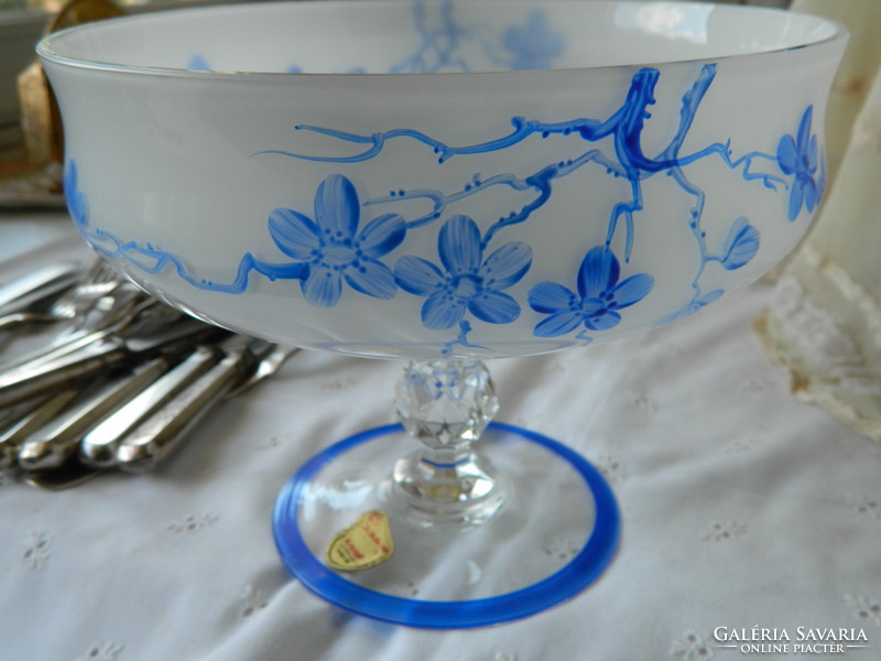 Joska crystal mundgeblasen hand-painted base bowl, offering blue