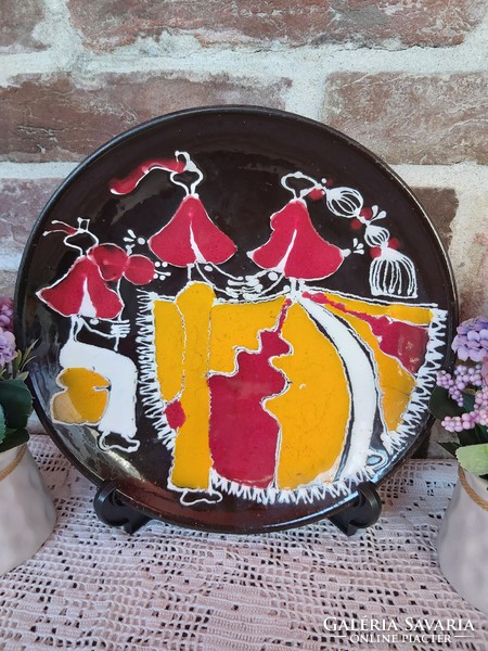 Beautiful retro 29cm crafts budapest ceramic abstract wall plate collector mid-century modern