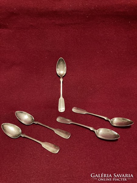 Antique / 1900s / silver / 800 fineness / set of 5 teaspoons!