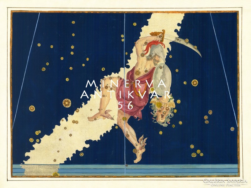 Perseus constellation constellation sky map Greek mythology reprint j.Bayer uranometry 1625