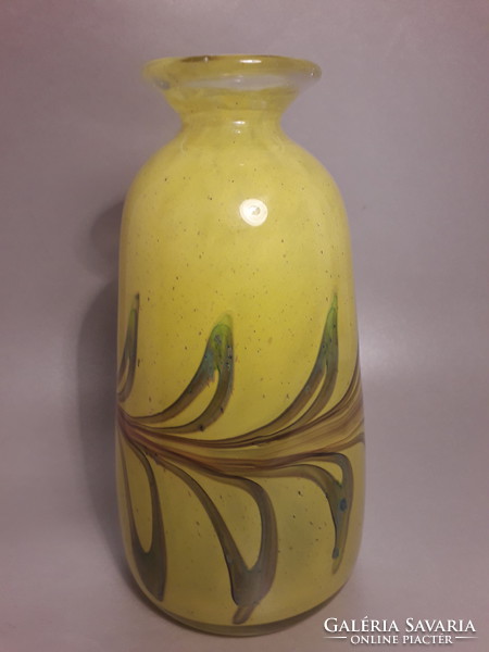 ERWIN EISCH jelzett ritka studio dizájn üveg váza mid century dekorral