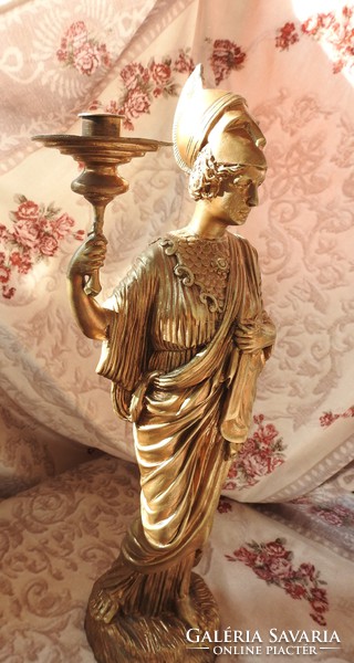 Spartan woman - huge copper candlestick statue - figural candlestick candelabra