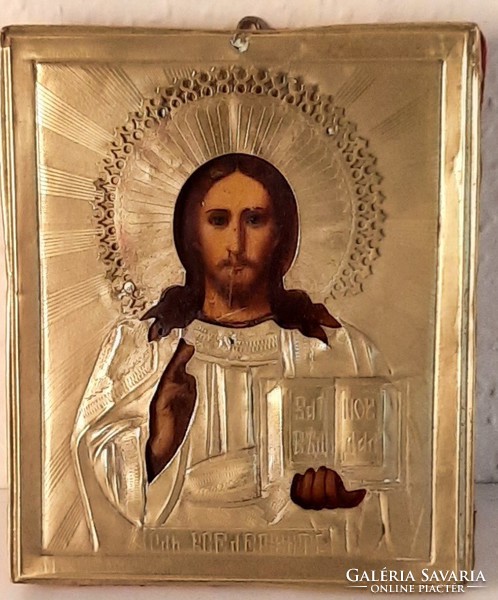 19.századi orosz ikon réz okláddal