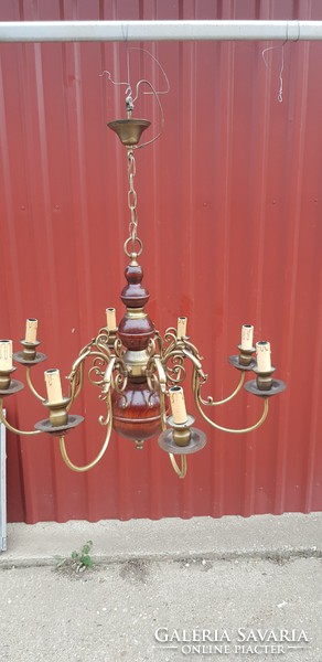 8-branch Flemish copper chandelier ..... 80 Cm diameter ...