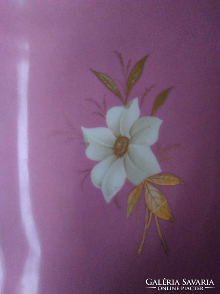 Antik porcelán asztalközép pink színnel, kézi festéssel az Osztrák-Magyar Monarhiából.