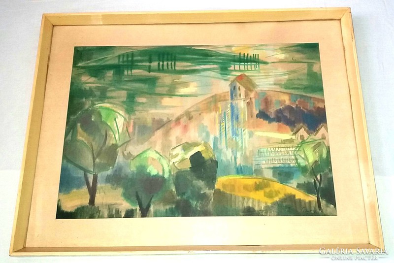 Somogyi István (1930-1998) - Hegyoldal 1965 Képcsarnokos festmény