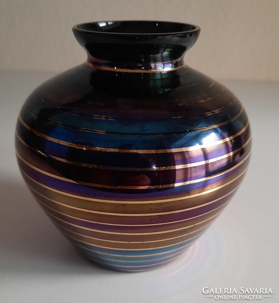 Retro Czech glass vase with iridescent glass