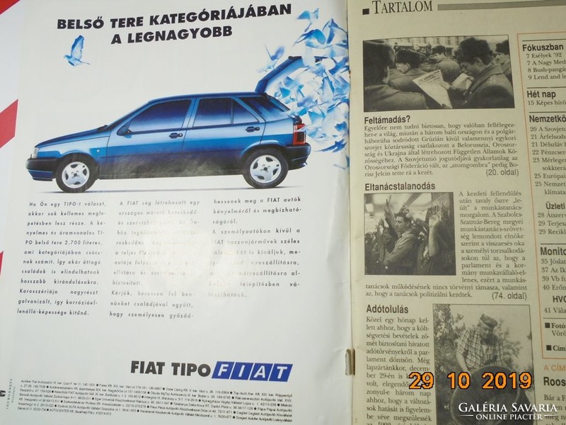 HVG újság XVI.évfolyam 1. (658.) szám - 1992 január 4. - Születésnapra ajándékba