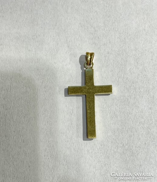 18K gold cross pendant with malachite stones - 4.7 G