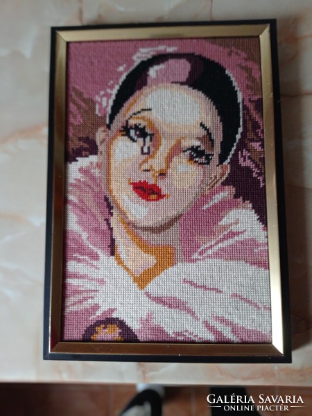 Tapestry picture, beautiful frame, 24.5 x 35 cm