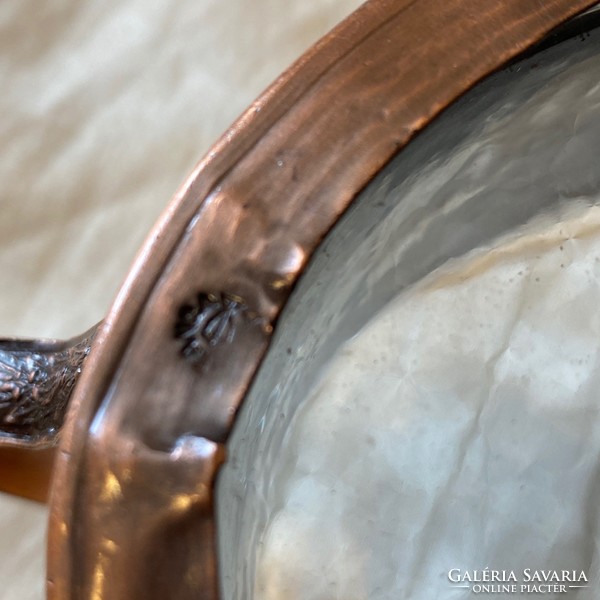 Art Nouveau copper and polished glass centerpiece
