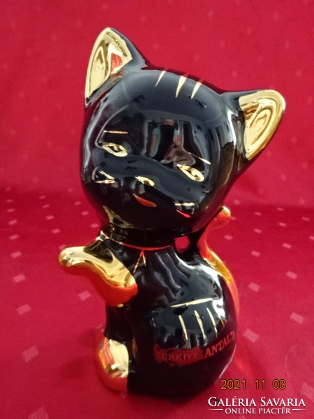 Török porcelán cica, Antalya felirattal, magassága 17,5 cm. Vanneki!