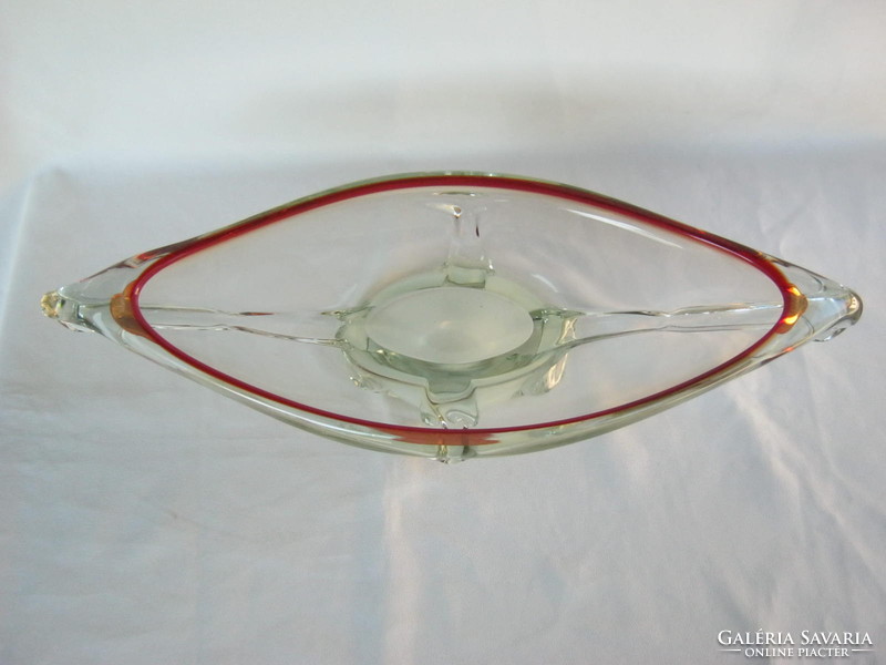 Retro ... nagy méretű 42 cm vastag súlyos üveg asztalközép kínáló tál 1,9 kg