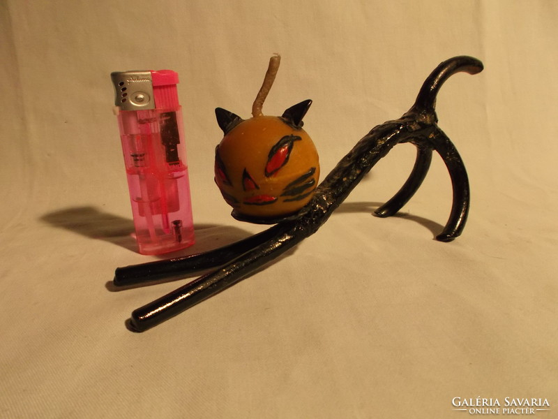 Retro - old iron kitten, cat candle holder --- 1 ---