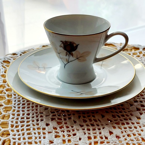 Rosenthal porcelain,3-piece breakfast set, tea-coffee set, with a unique special pattern, gilded
