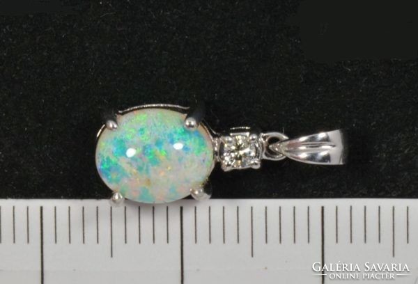 Original natural Australian crystal opal pendant with diamonds direct from Australia with warranty