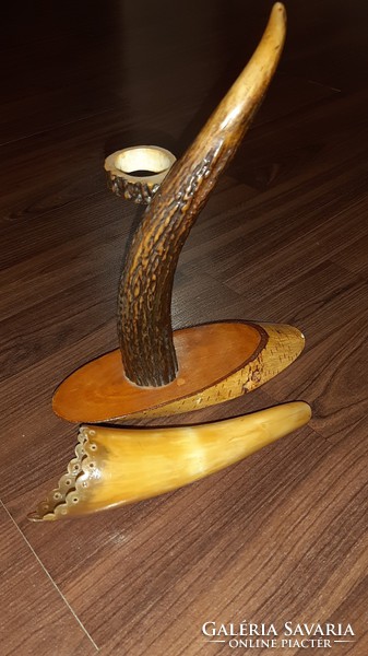 Antler and horn vase