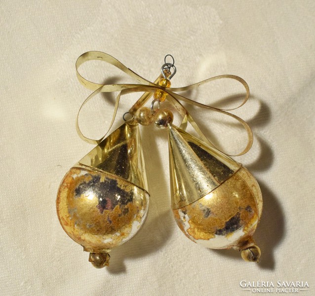 Old antique Christmas tree decoration with sphere bells