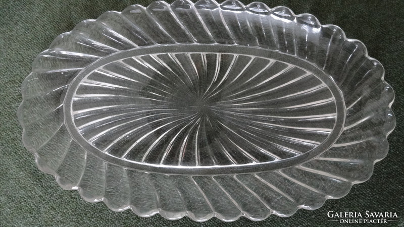 Oval glass cake bowl