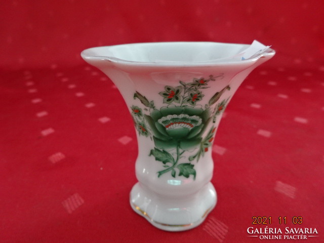 Herendi porcelán váza, antik - 1930-ból, zöld mintás, magassága 6,5 cm. Vanneki!