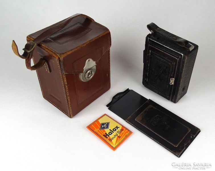 1G012 Antik Voigtlander Compur fényképezőgép eredeti bőr tokjában 1927/35