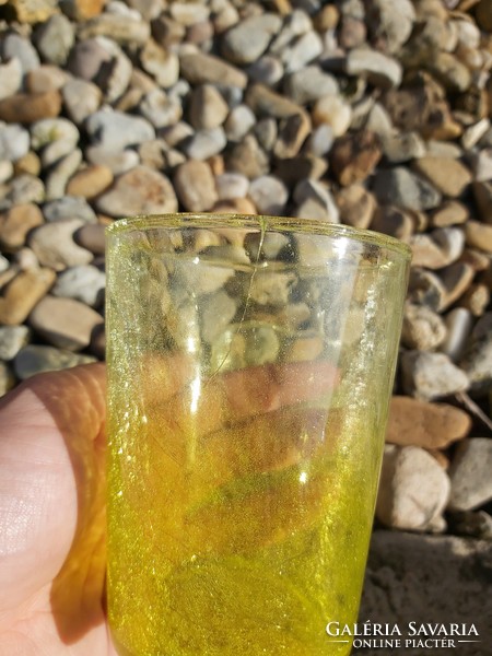 3pcs Rare Yellow Glass Cups Shattered Beautiful Veil Glass Veil Karcag Berekfürdő Glass