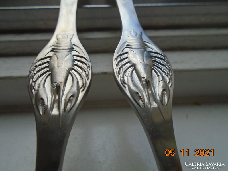 Seafood cutlery pair with embossed crab pattern rostfrei germany trident mark