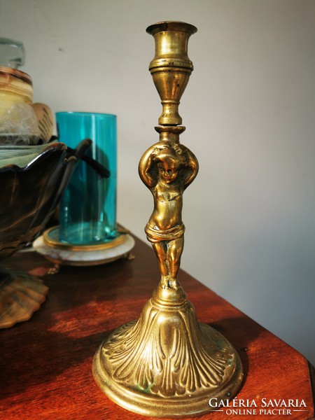Copper figural candlestick
