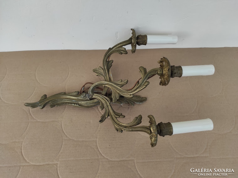 Antique 3 Arm Rococo Duck Cast Copper Wall Lamp + 3 New Decorative Candles and 3 Light Bulbs 4625