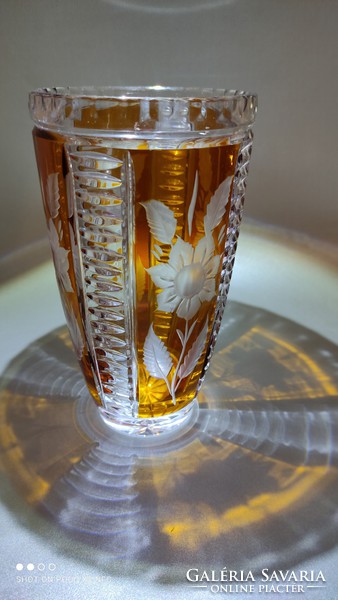 Antique art deco crystal glass vase