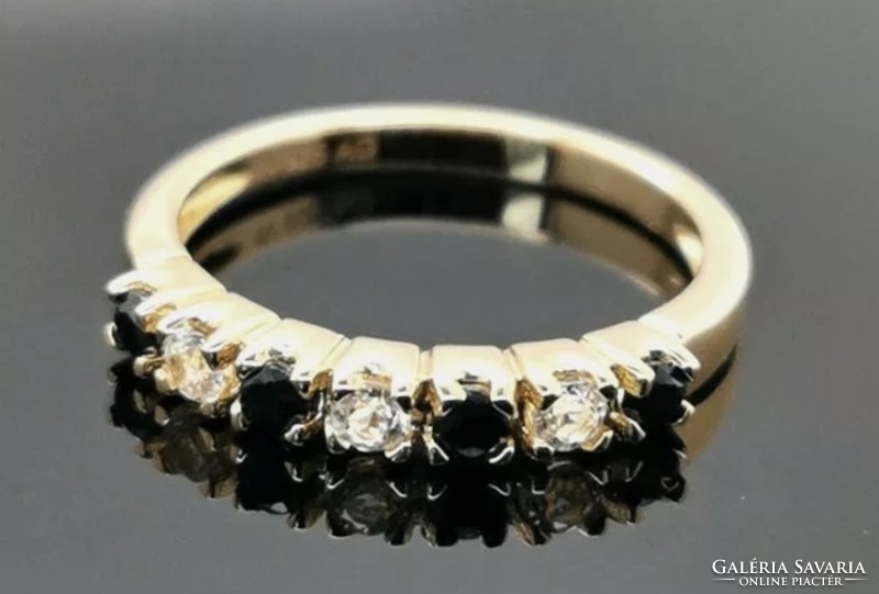 Harry Ivens IV  csodás zafír - cirkónia 925 ezüst gyűrű, 14K aranyozott új