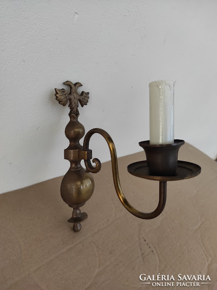 Antique one-piece patinated copper double-headed eagle wall bracket + 1 new decorative candle and 1 light bulb 56