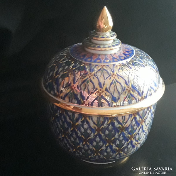 Hand painted country benjarong porcelain sugar bowl