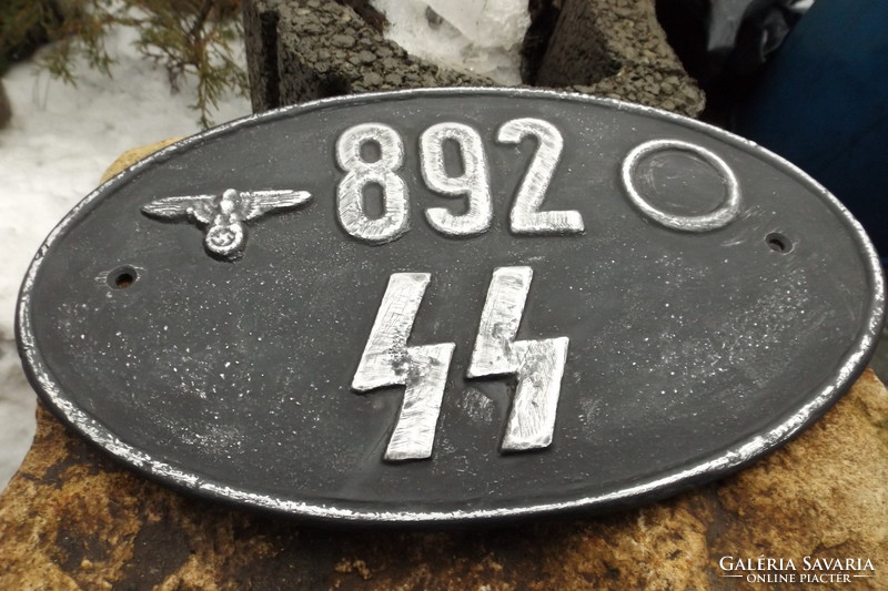 Német Birodalmi SS Veterán Gk gépkocsi rendszám Fém  Emlék Múzeumi replika