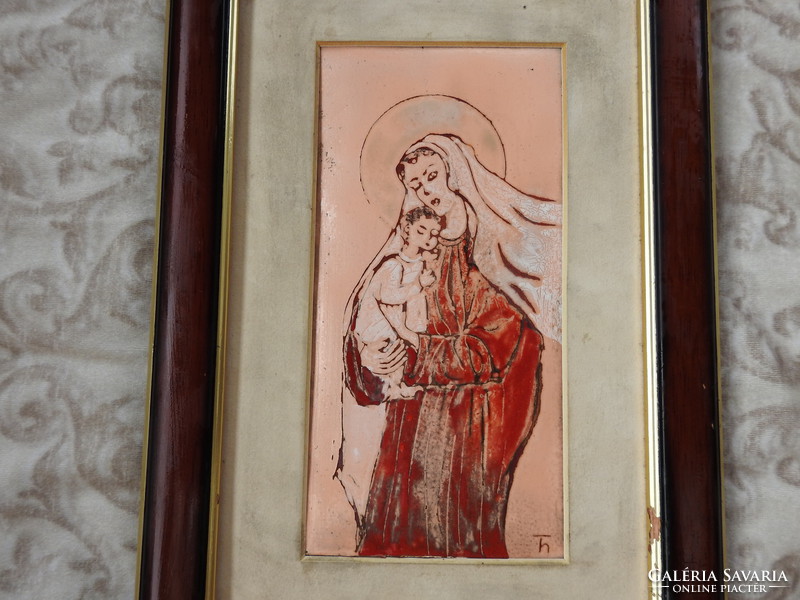 Hilda Szabóné tóth - fire enamel picture - virgin mary with your baby